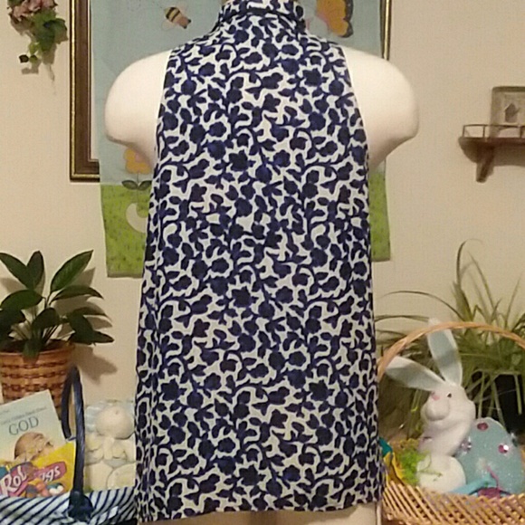 Top, Cynthia Rowley sleeveless tunic blouse blue - Picture 3 of 7